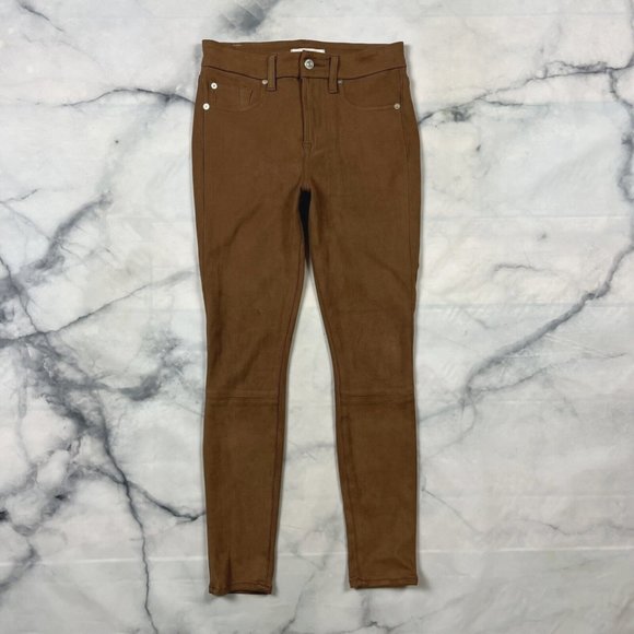 7 For All Mankind Faux Suede Jegging Size 24 Skinny Jeans Microfiber Cognac - Picture 1 of 7